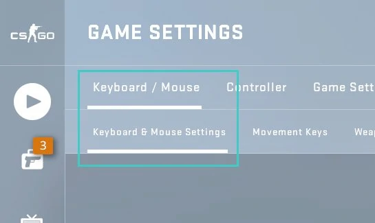 Keyboard/Mouse section in CS:GO settings