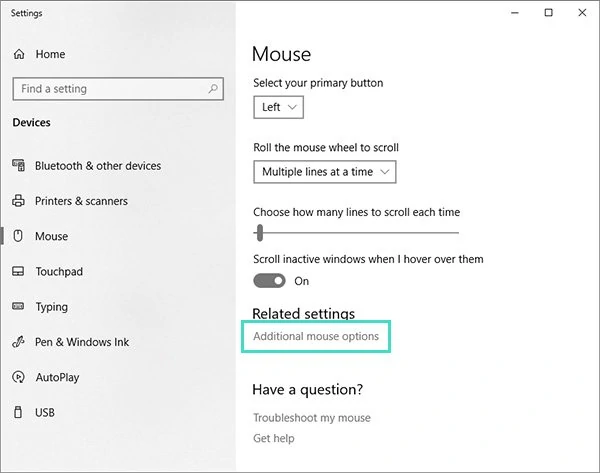 mouse settings