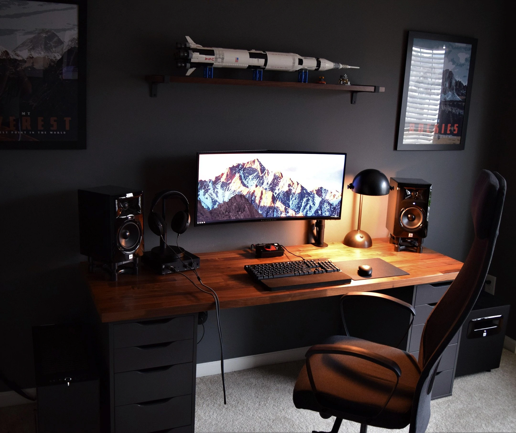 Add a floating shelf to personalize your setup further