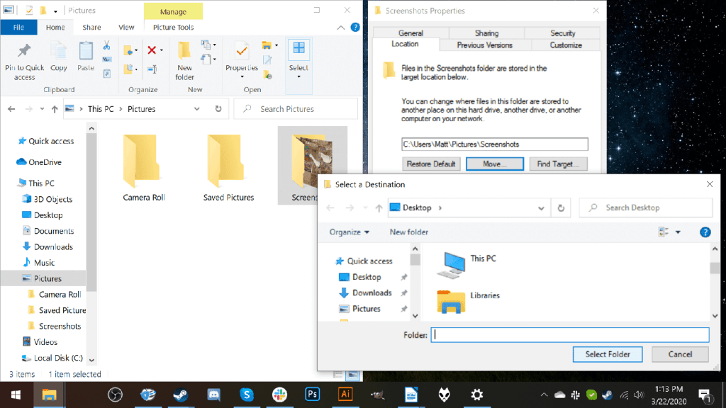 change screenshot folder