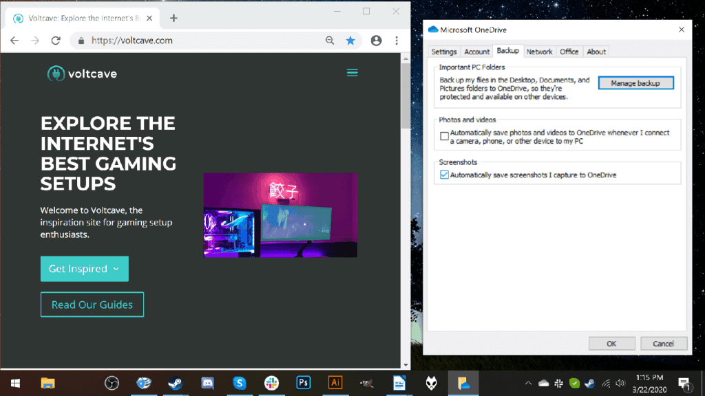 save screenshots with OneDrive