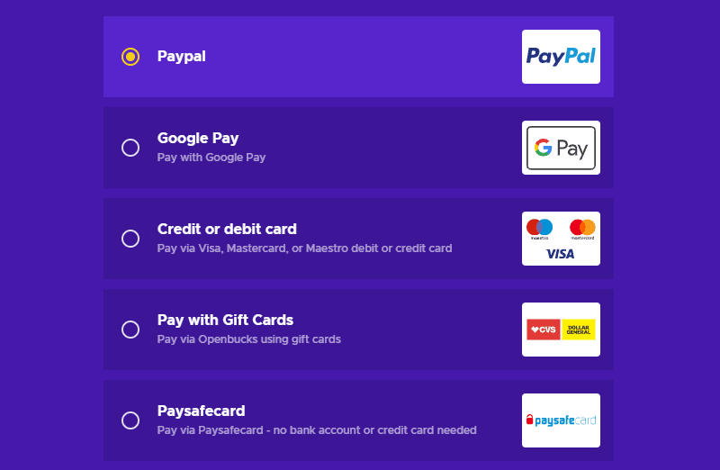 Eneba's payment options