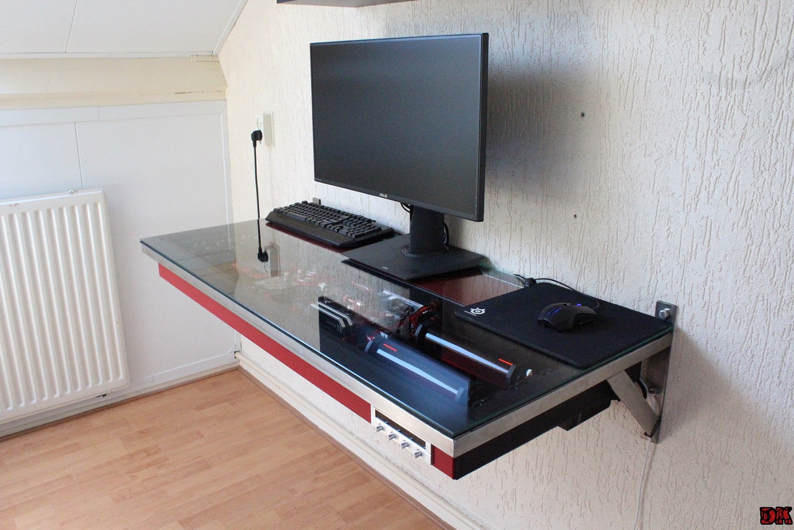 glass DIY desk PC build example