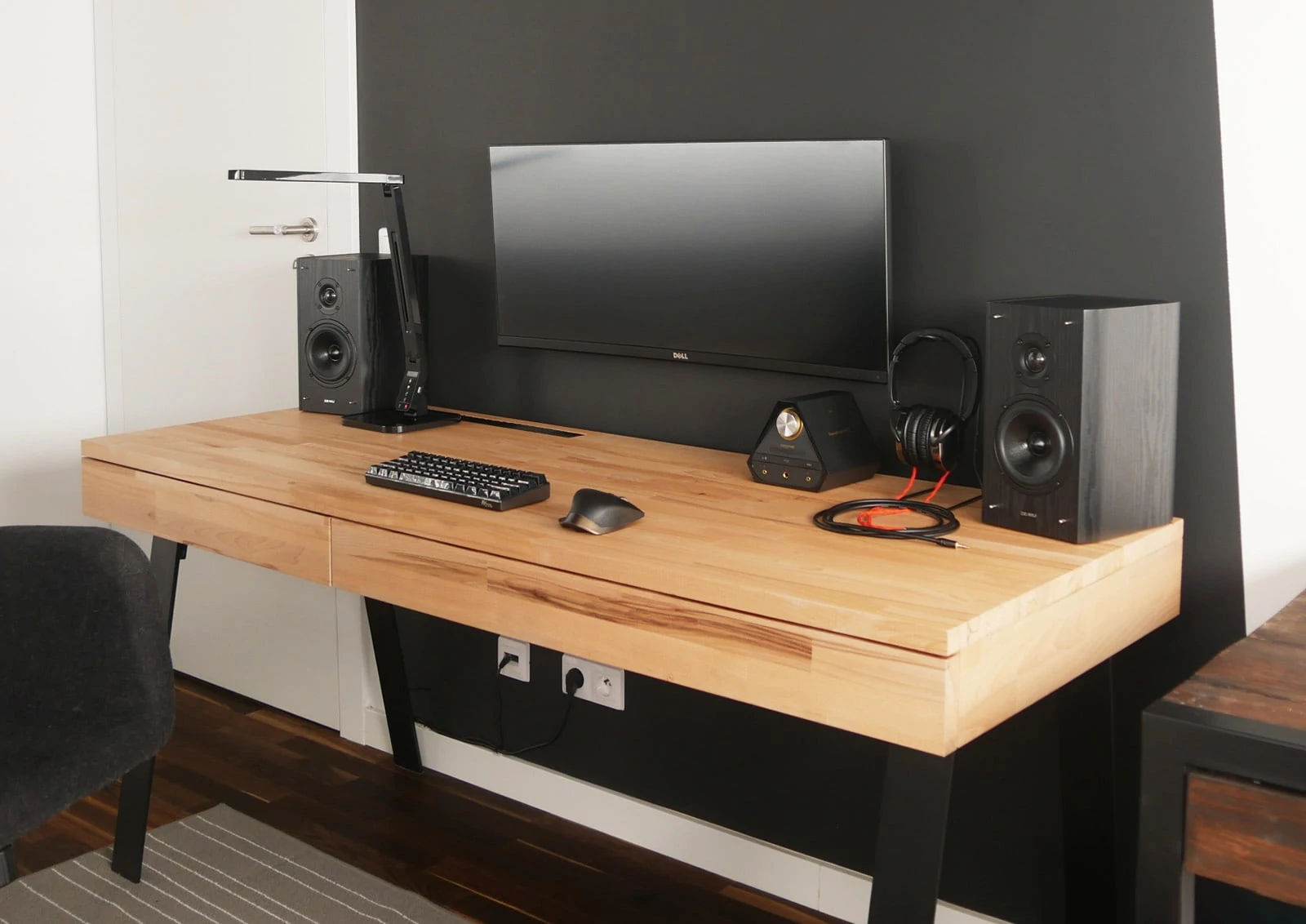 computer built into desk drawer