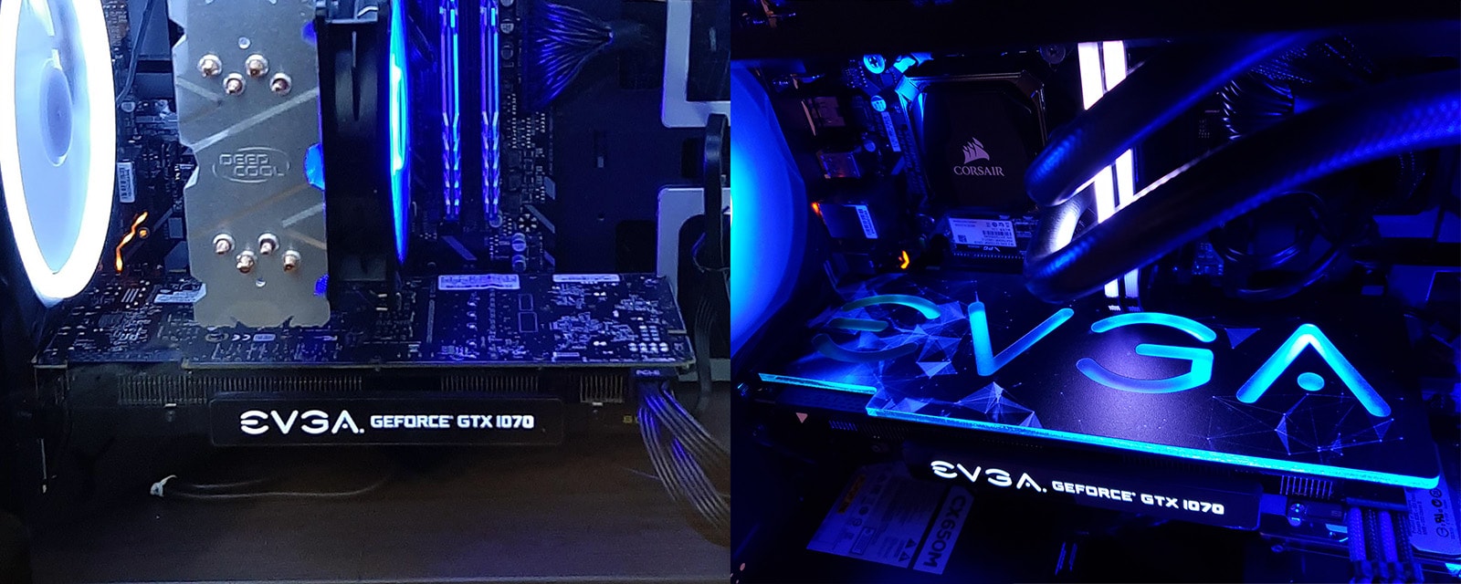 GPU backplate shown with and without