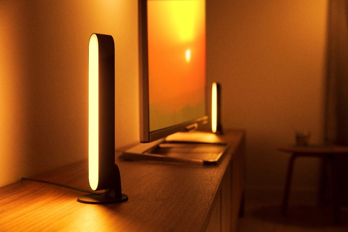 The Hue play light bars in their vertical position.