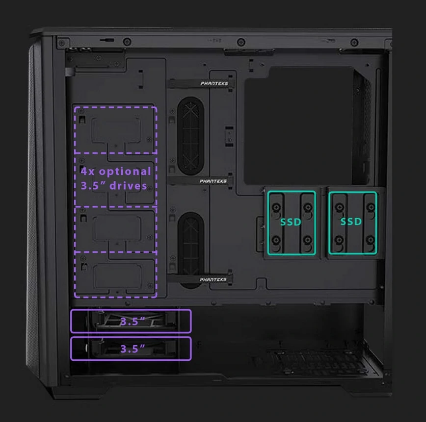 Example showing how much drive space in a mid tower