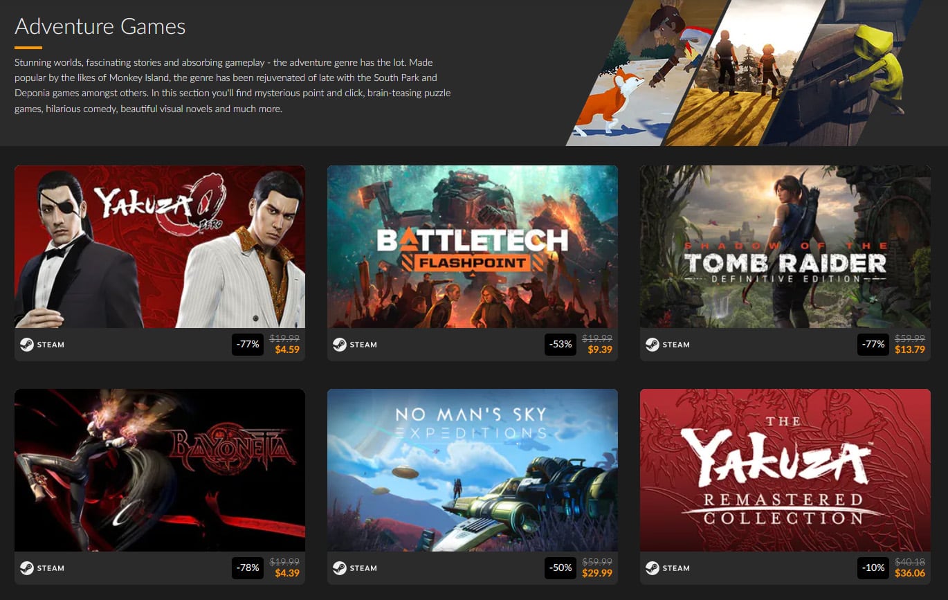 fanatical adventure steam games
