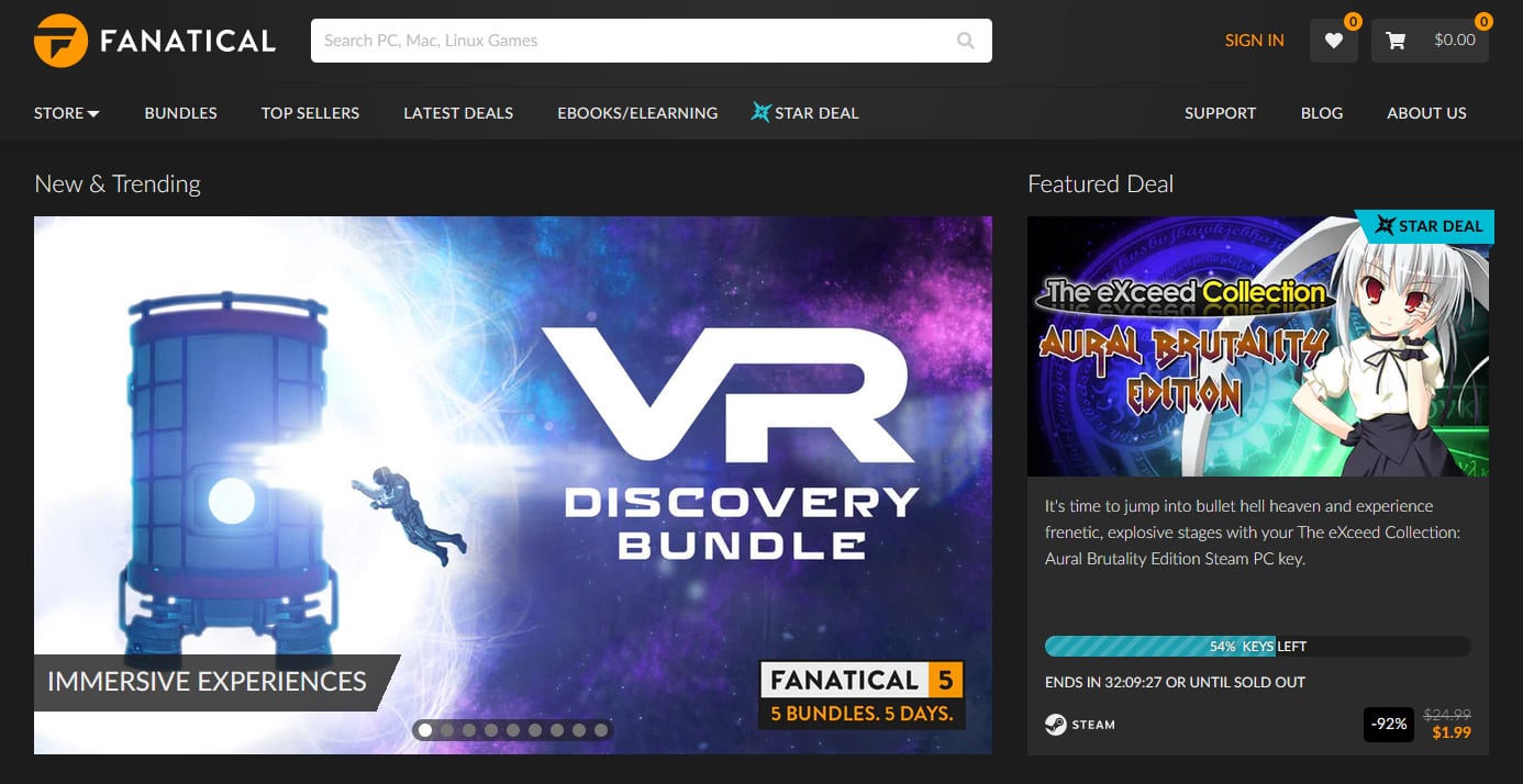 fanatical homepage