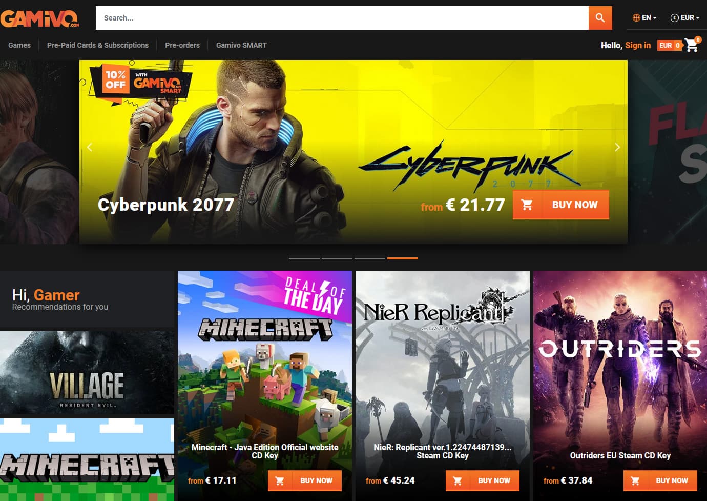 gamivo home page