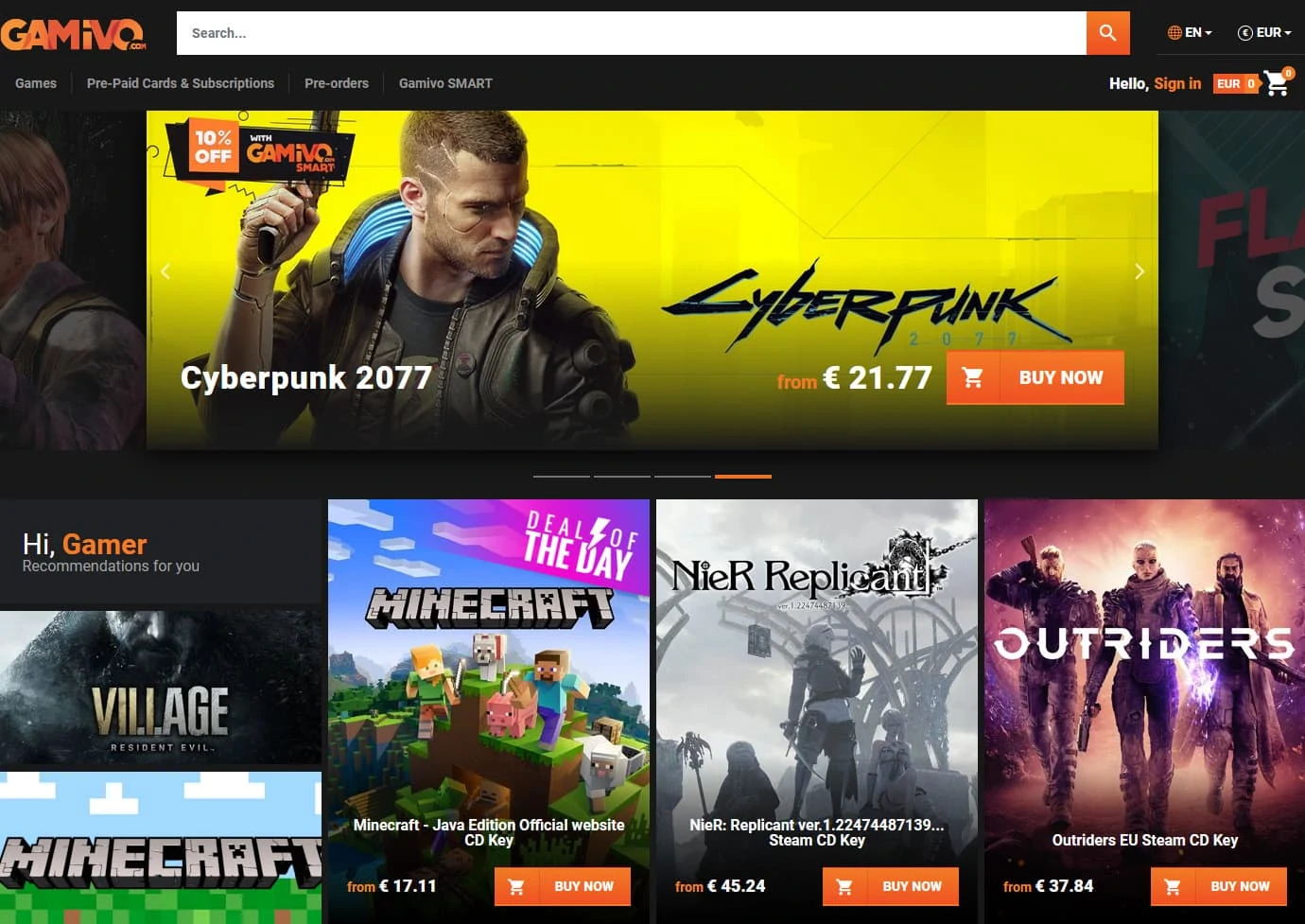 gamivo home page