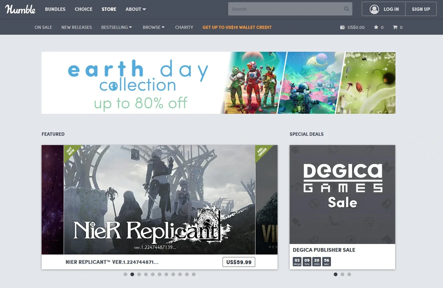 humble bundle homepage