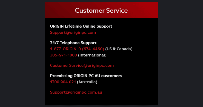 origin pc support contact info