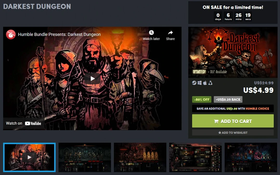 darkest dungeon on Humble