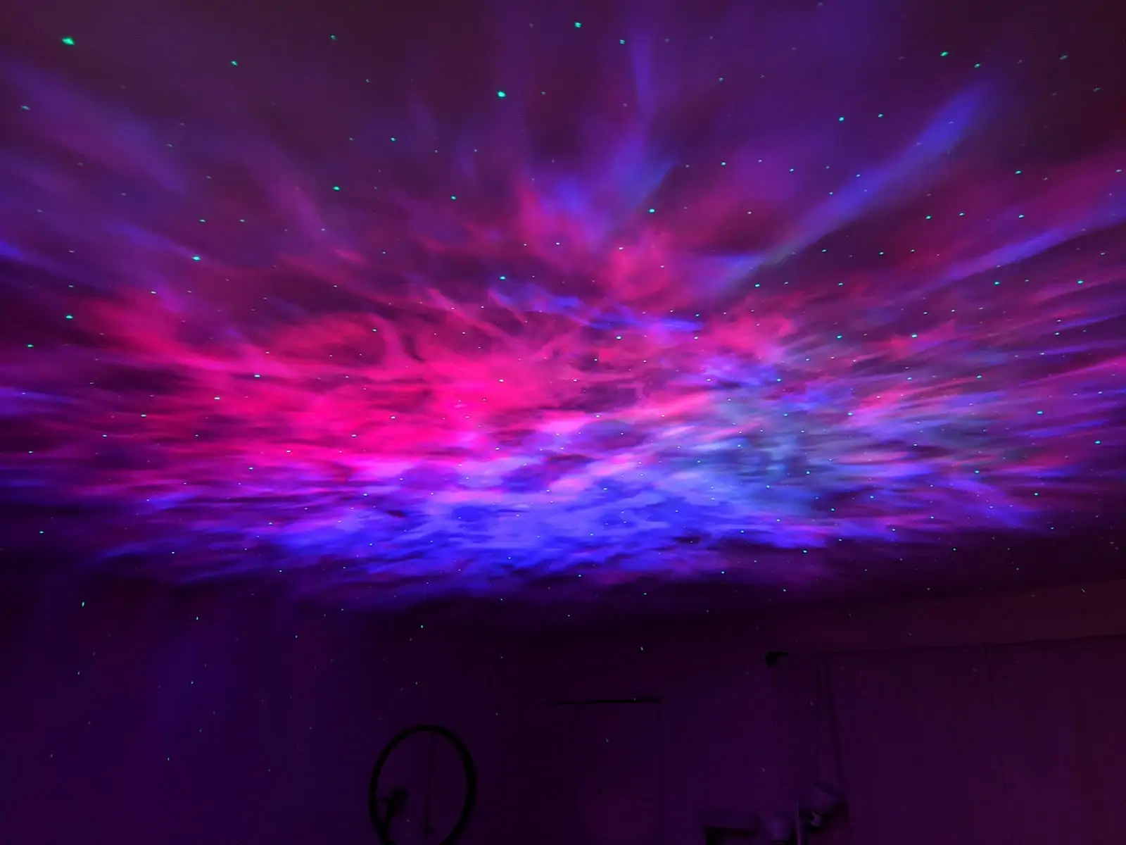 EncaLife Galaxy Projector reflected on ceiling