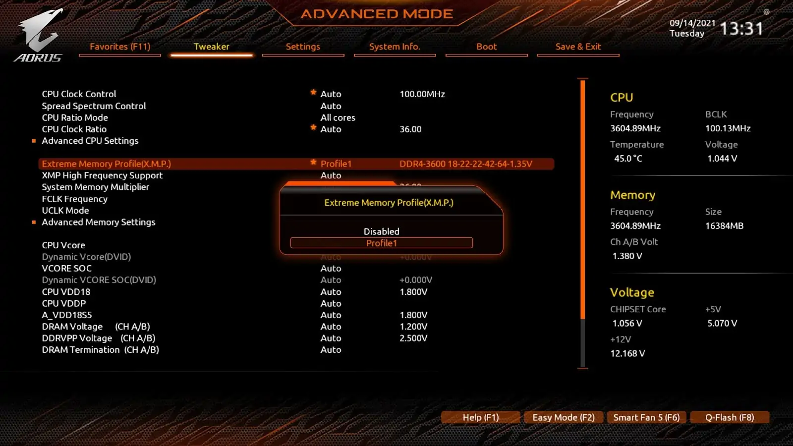 Gigabyte UEFI XMP setting