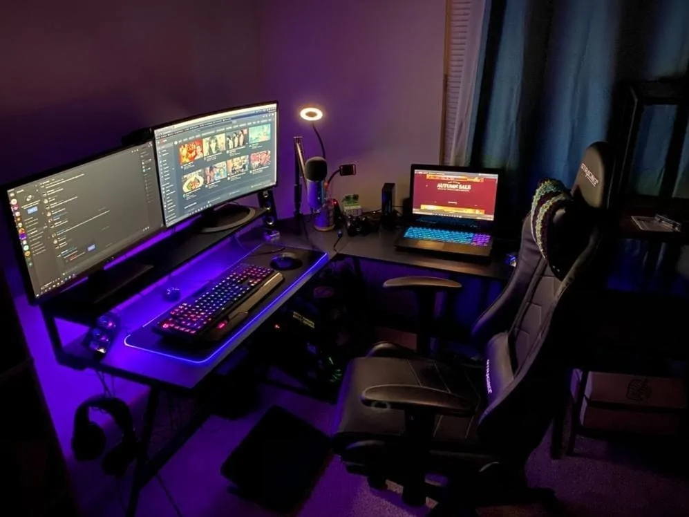 Bestier L-shaped desk with RGB