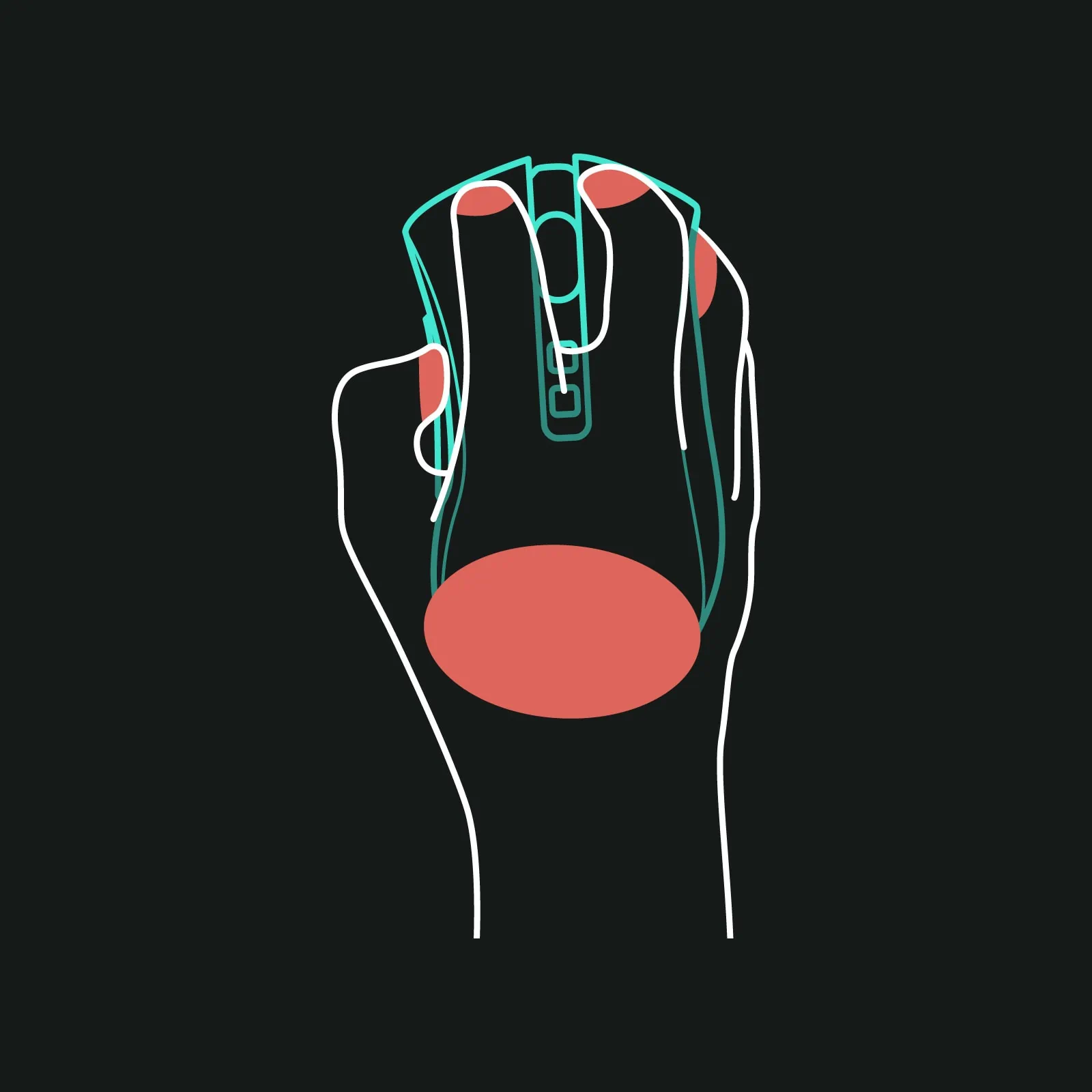 Claw grip top view with contact points
