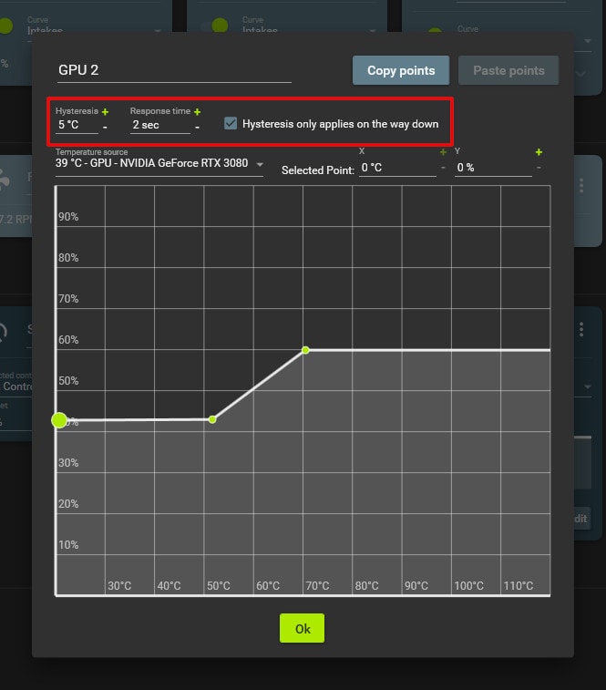 Fan Control hysteresis settings