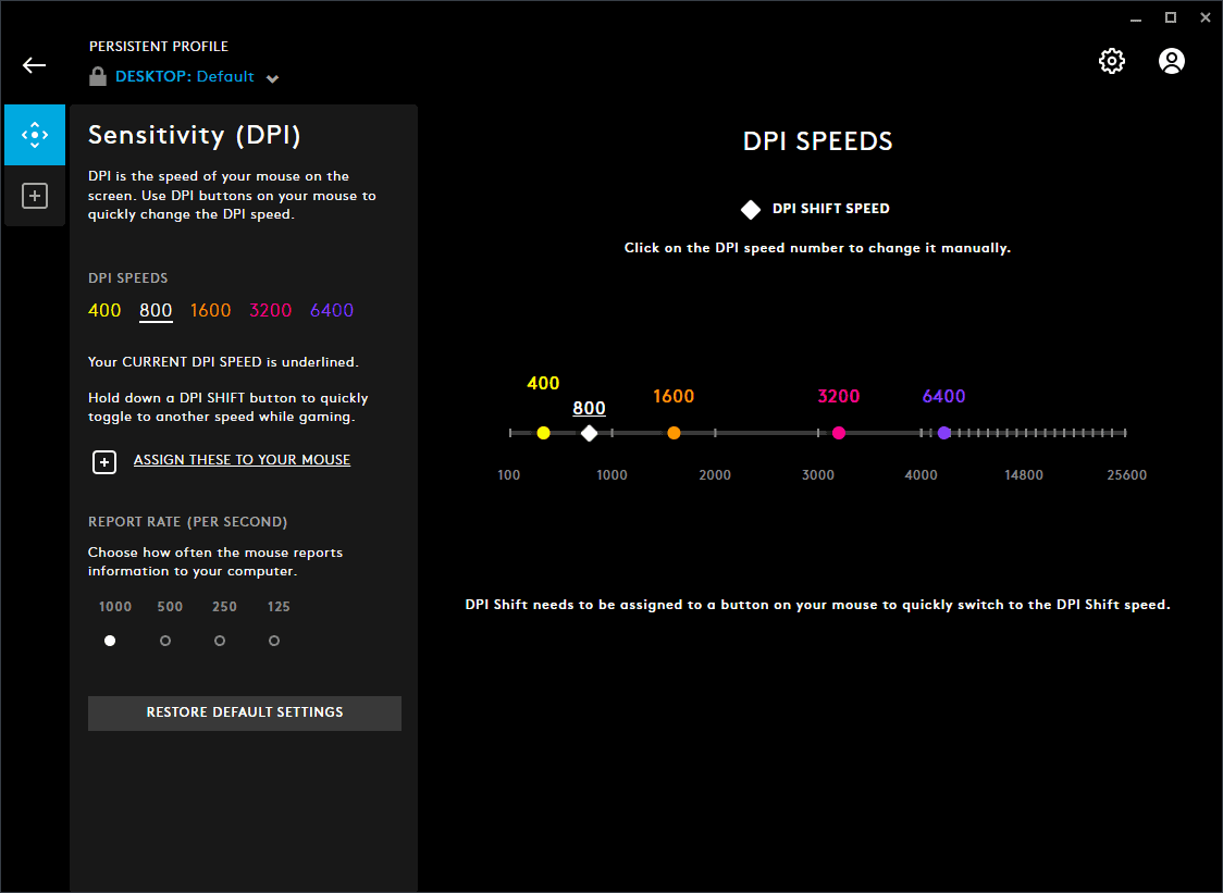 Logitech G Hub DPI