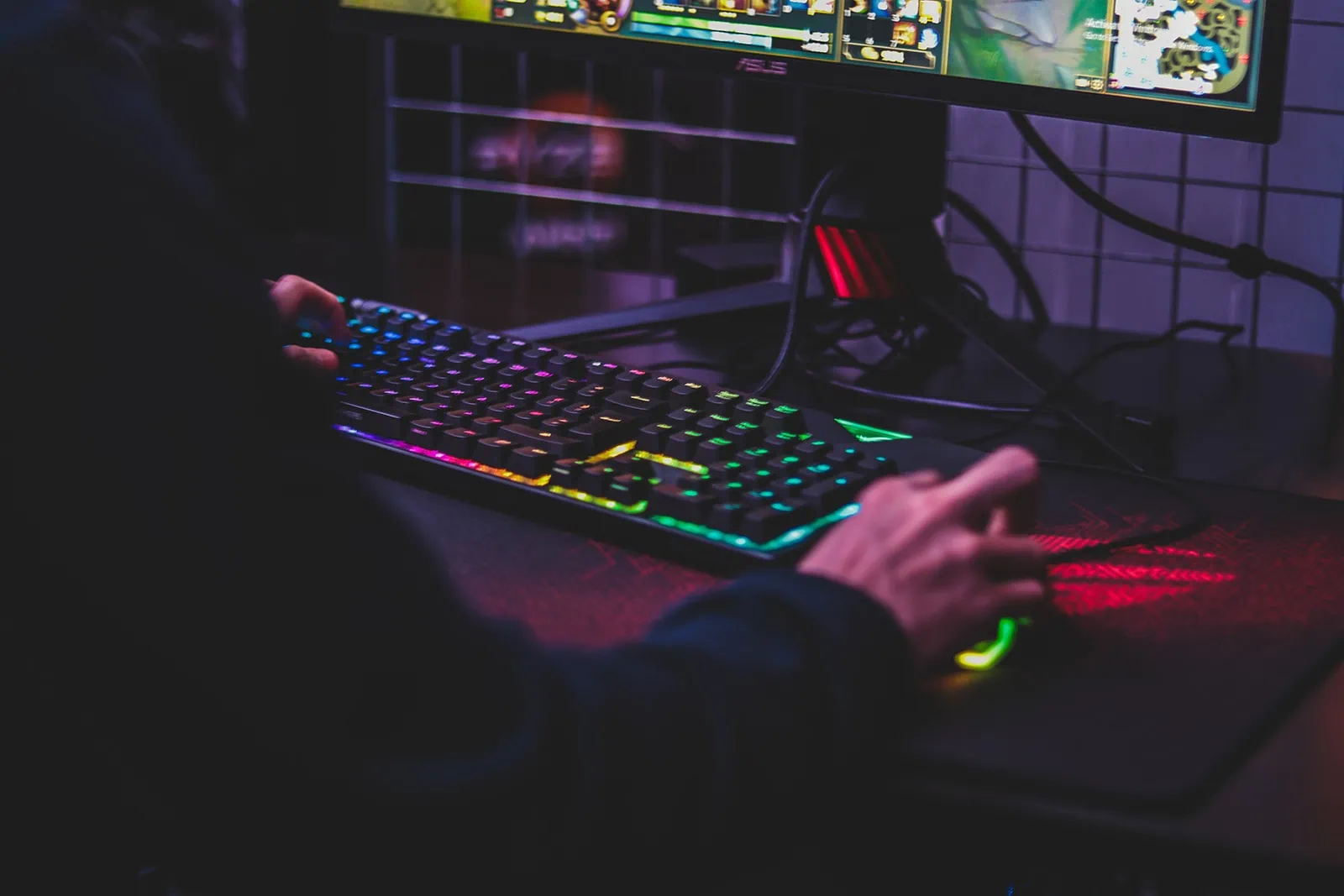A person PC gaming