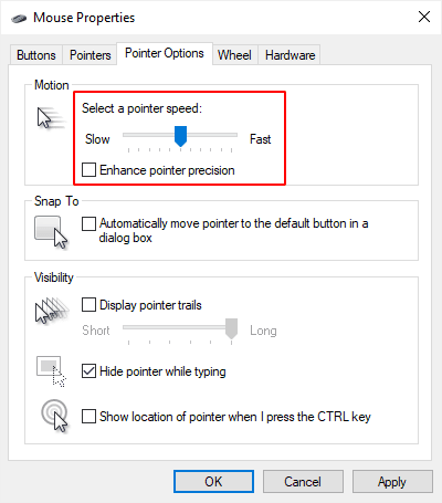 Windows mouse properties