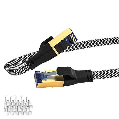 Ciwoda Nylon Braided Cat 8 Flat Ethernet Cable