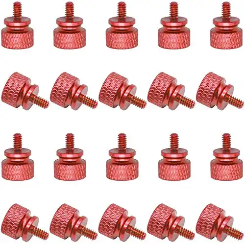 Powlankou 6#-32 Anodized Aluminum Thumbscrews 20 Pieces, Red