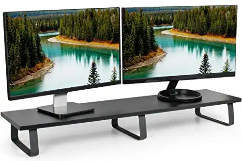 VIVO Black Wood 39" Extra Long Monitor Riser