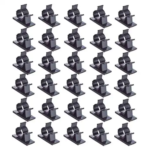 Viaky Adhesive-Backed Black Cable Clips (30 Pcs)