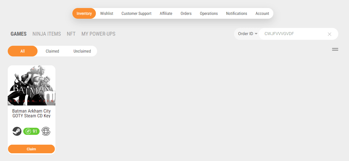 Kinguin inventory