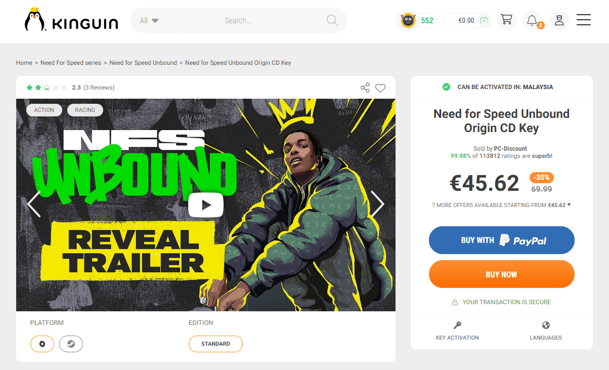Need for Speed: Unbound on Kinguin