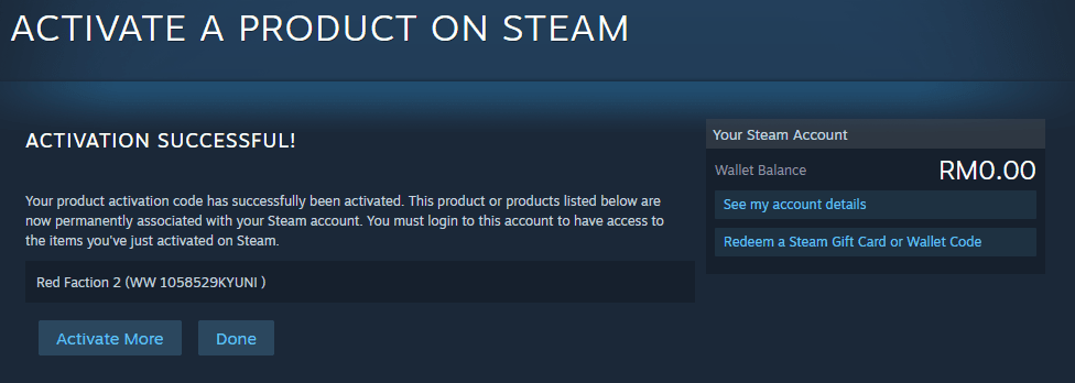 Steam activation