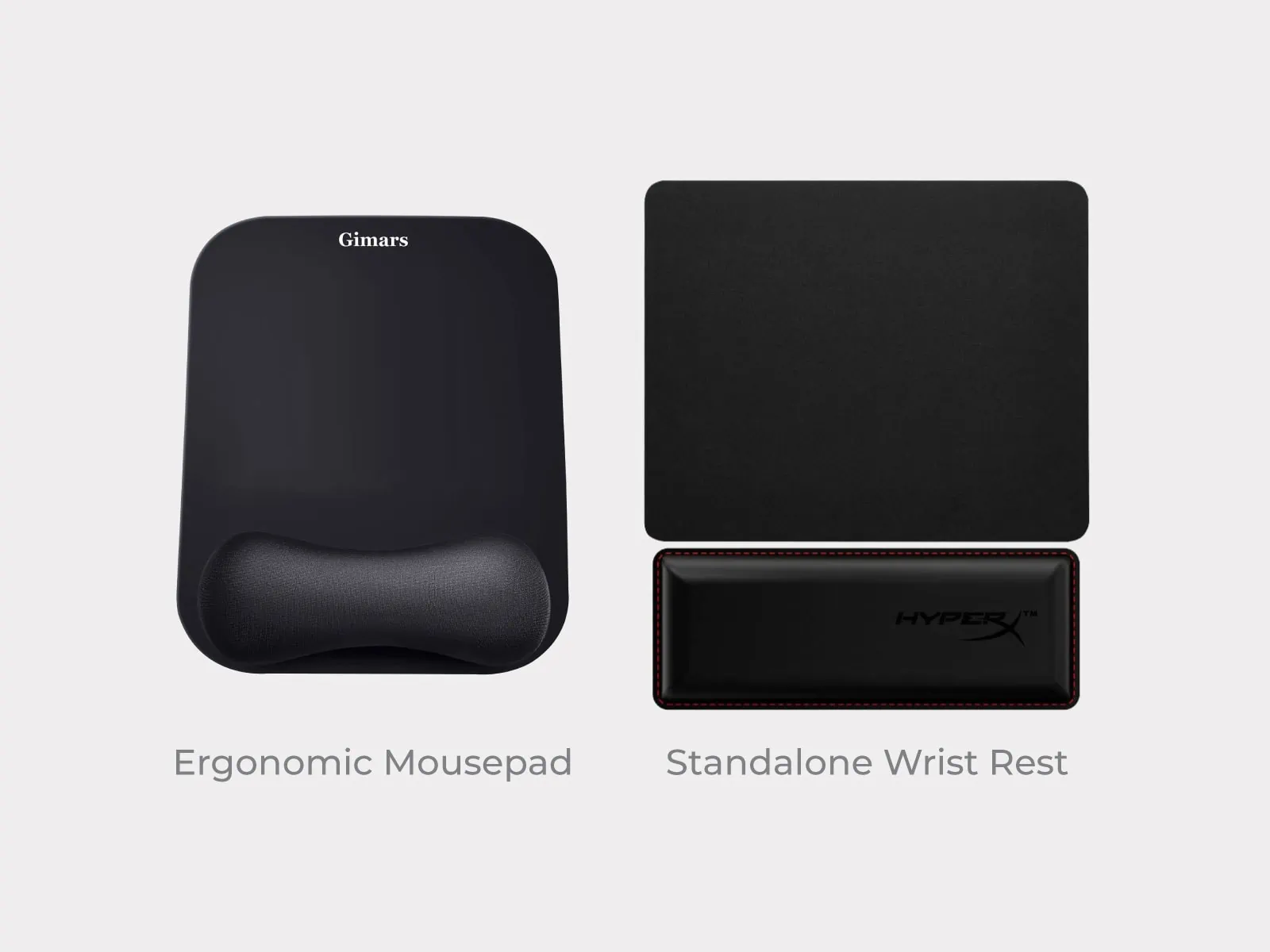 ergonomic mouse pad side-by-side comparison to mousepad with a standalone wrist rest