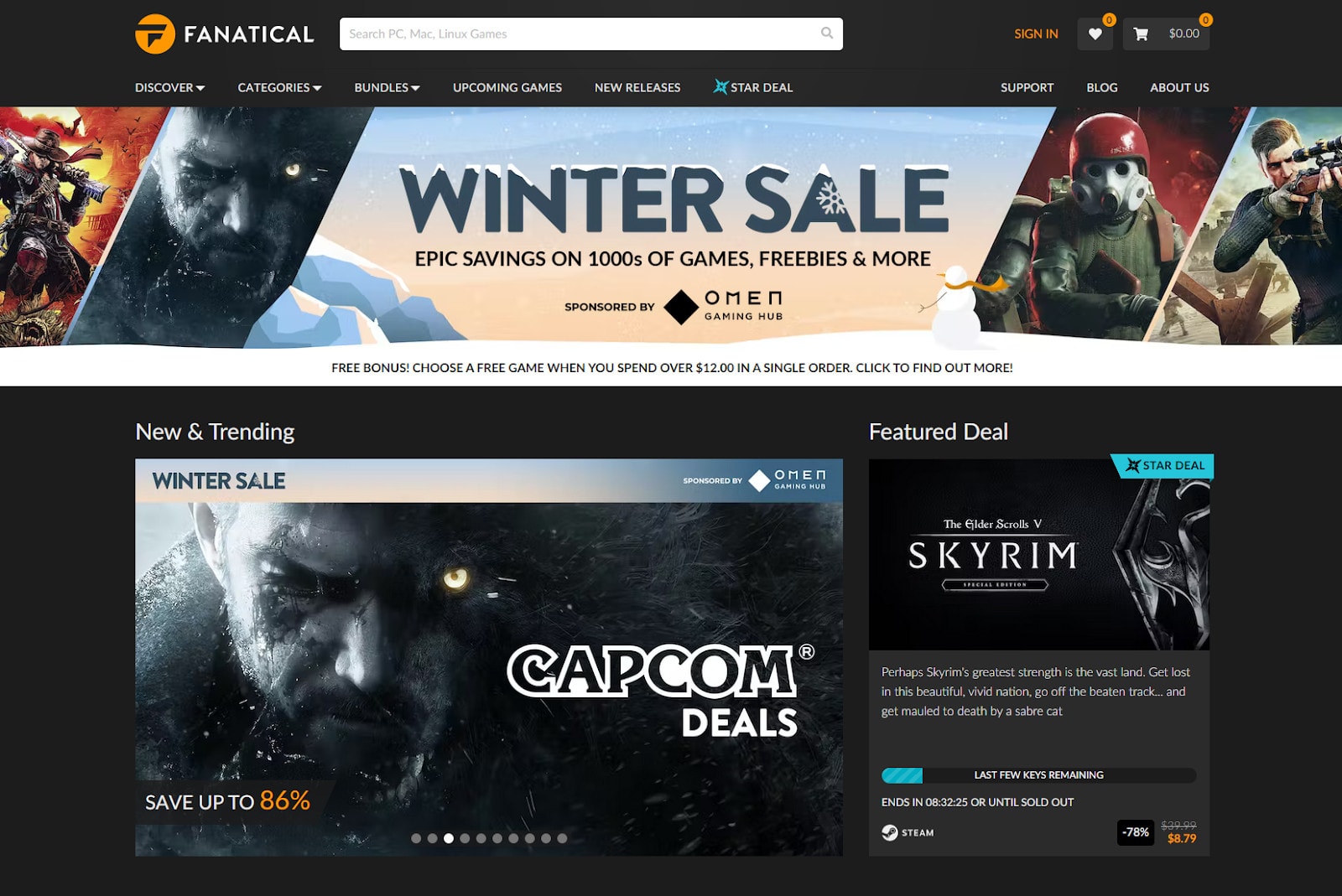 Fanatical front page