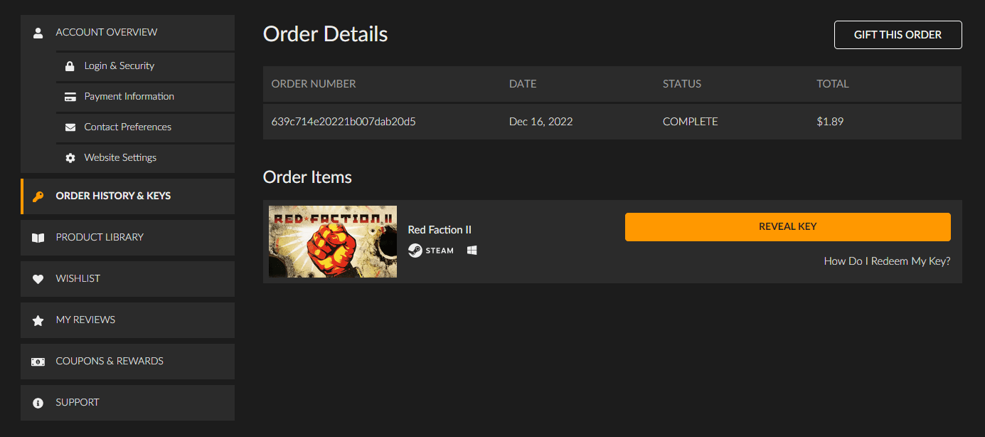 Fanatical Order History & Keys