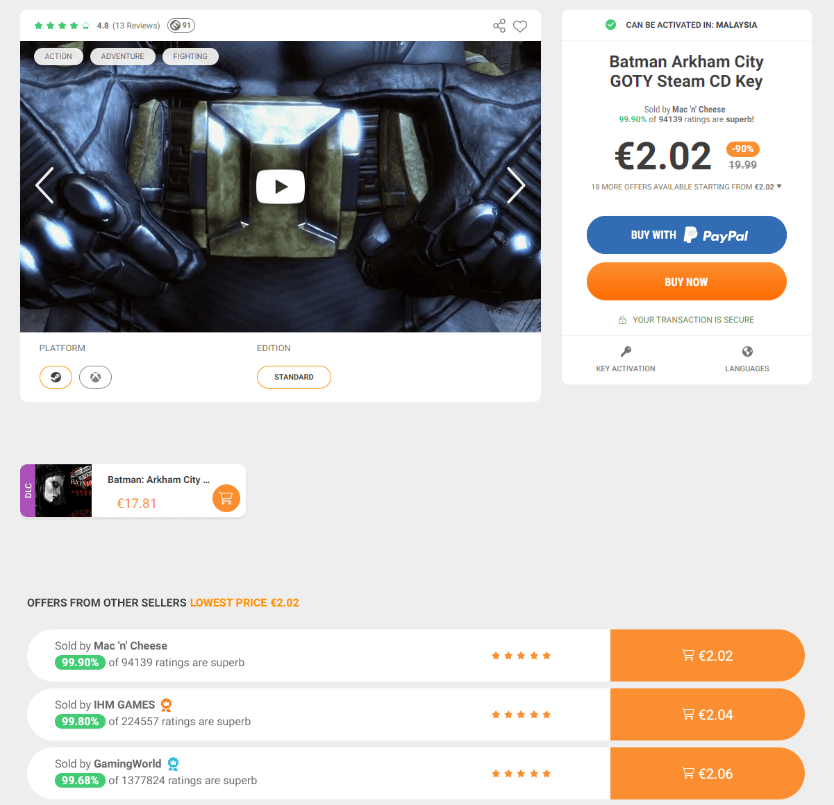 Kinguin product page