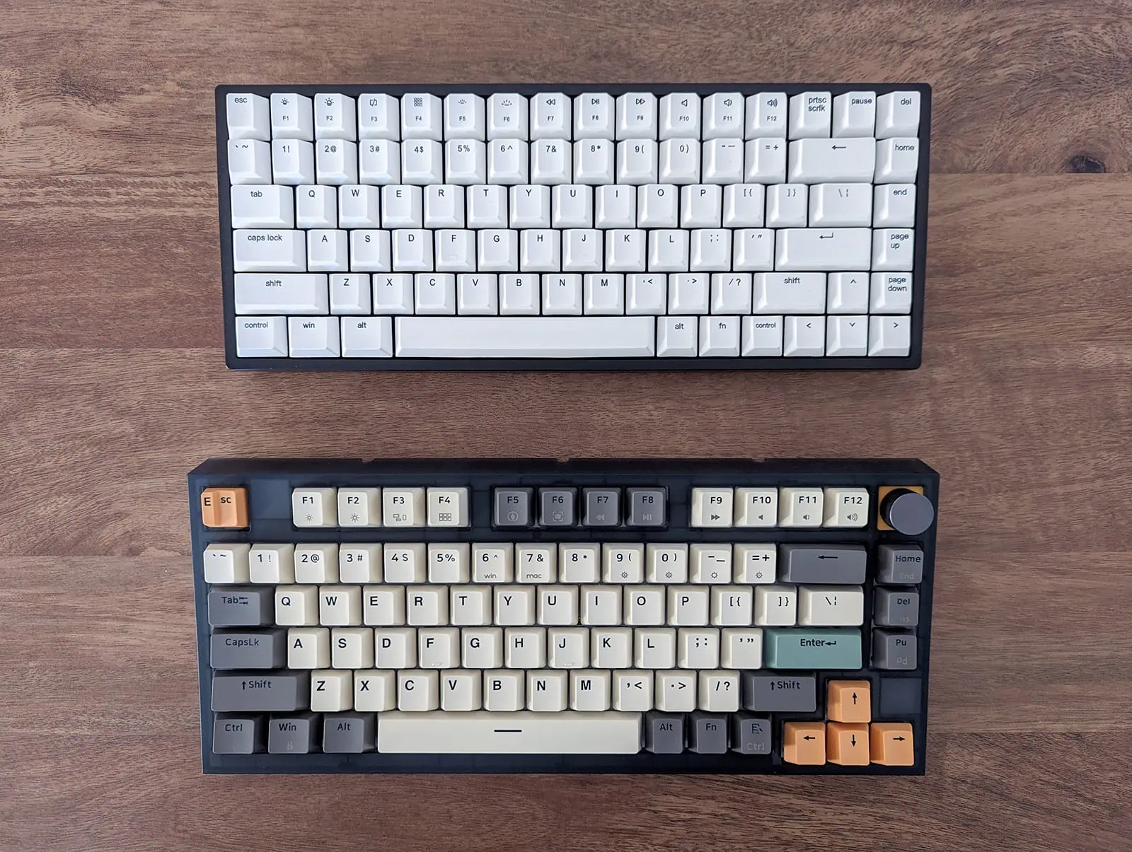 The Skyloong GK75 next to the Vissles V84