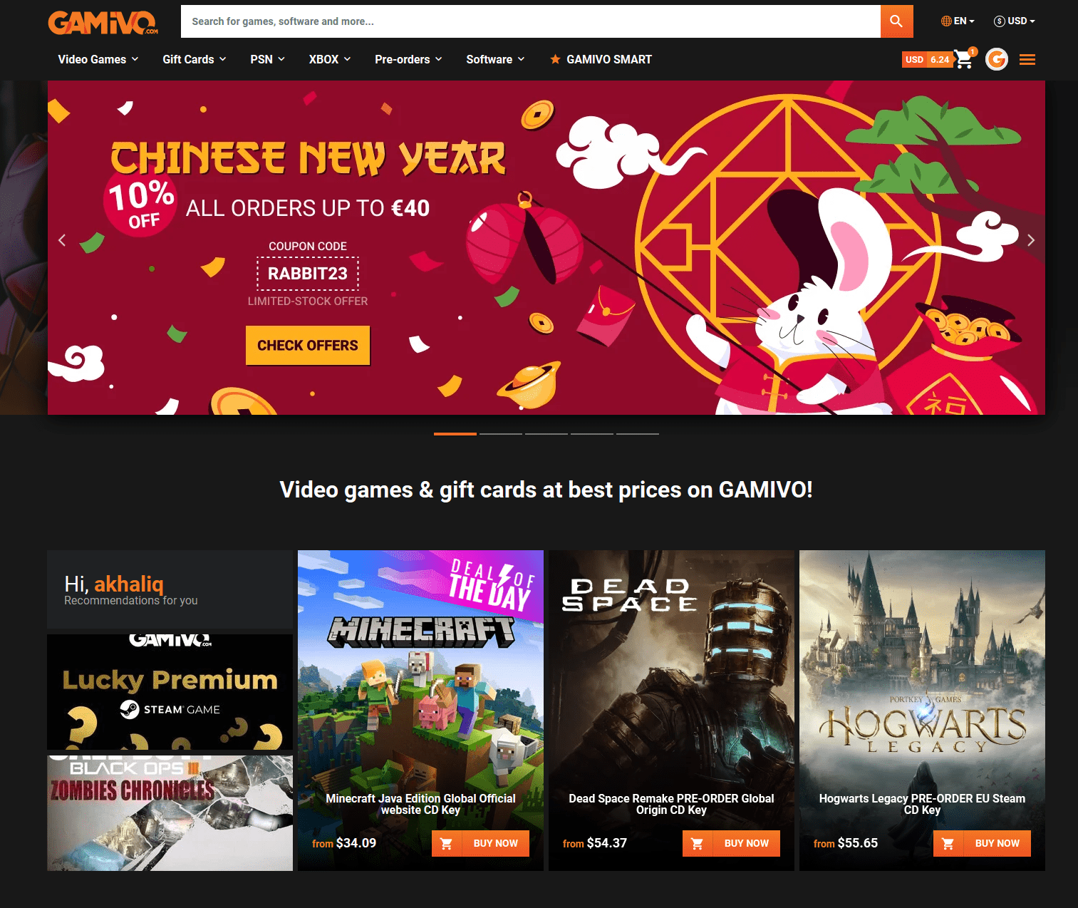 Gamivo main page