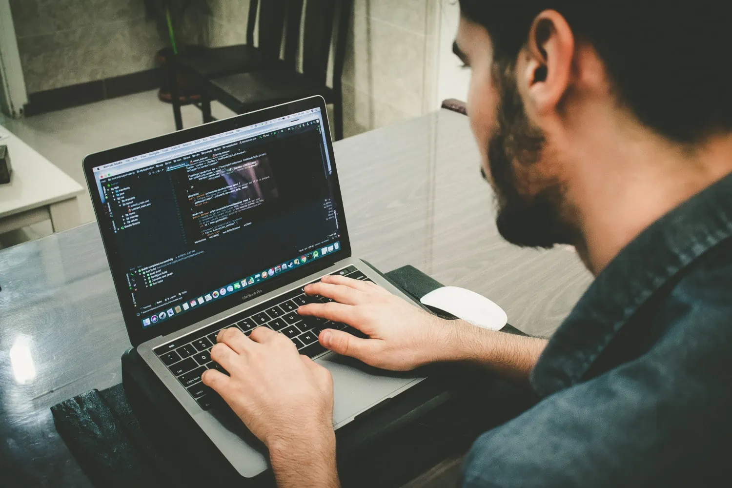 Typing on a traditional keyboard