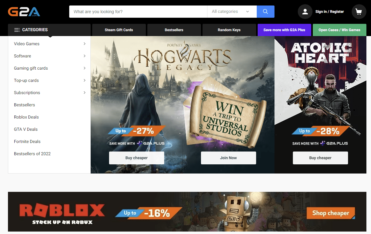 G2A Main Page