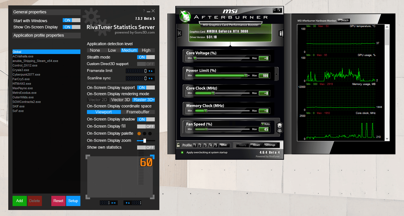 MSI Afterburner and RivaTuner Statistics Server
