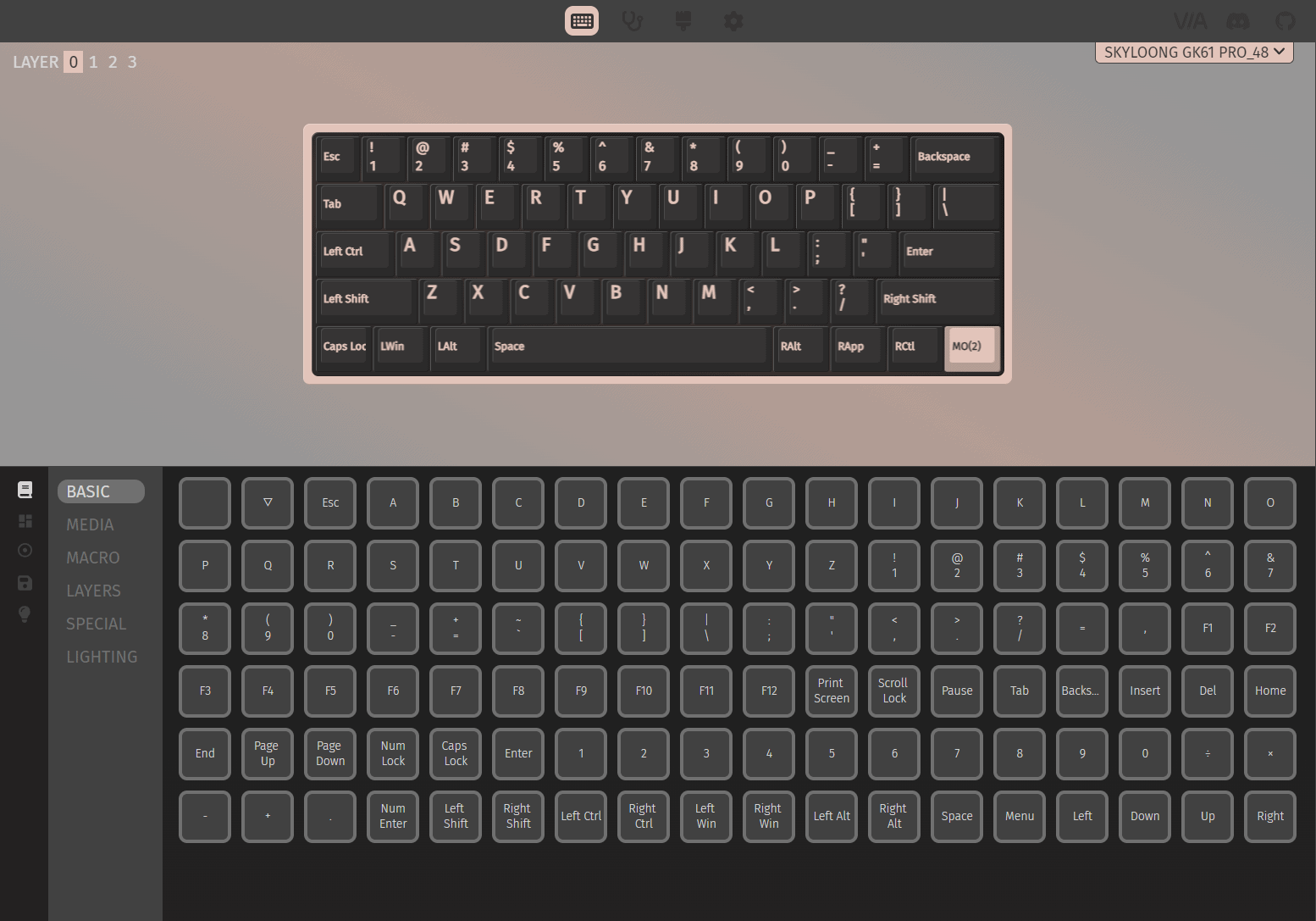 Via Configure screen