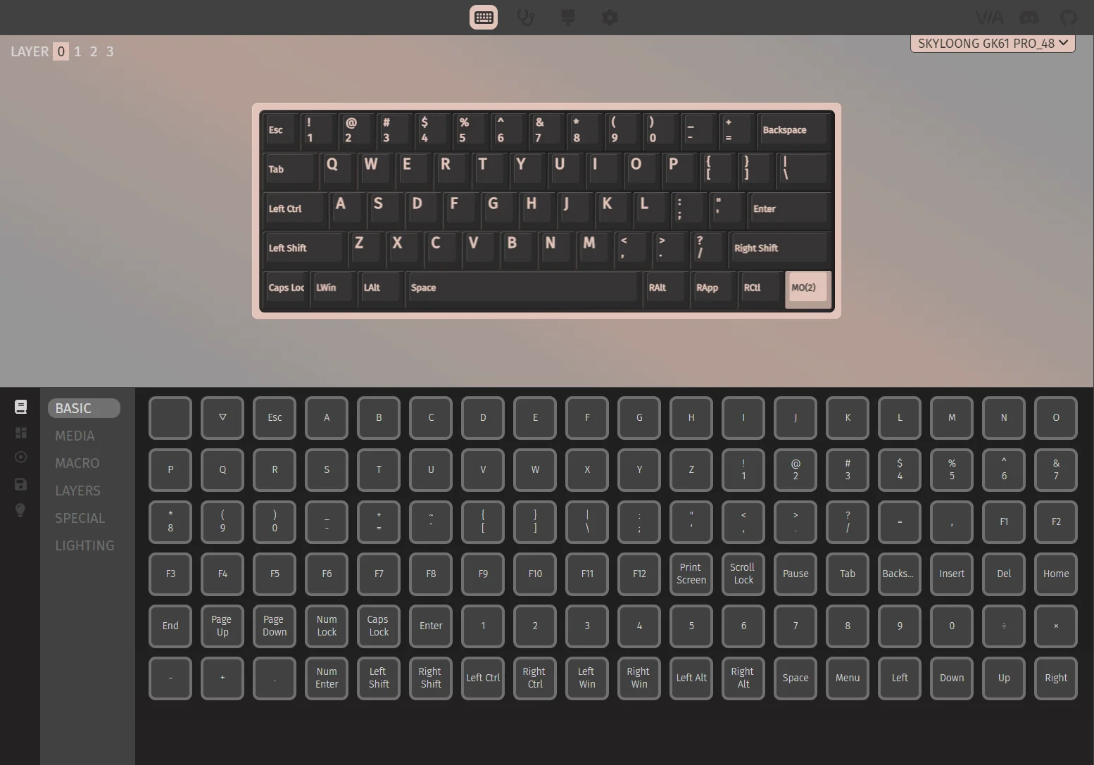 Via Configure screen