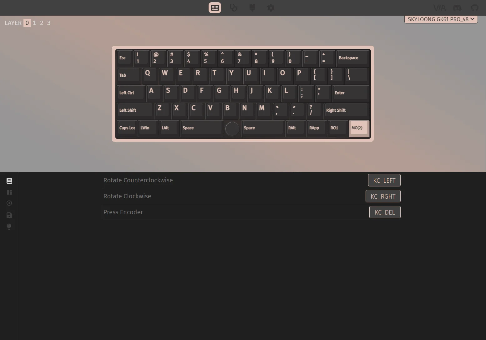 Via knob remapping
