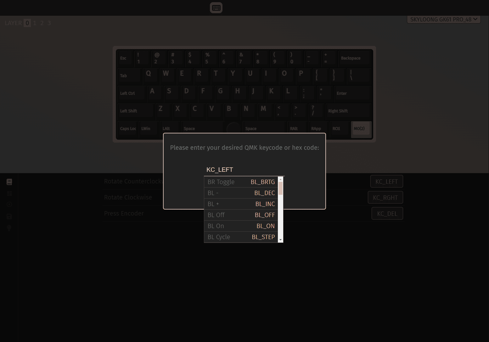 Via knob remapping