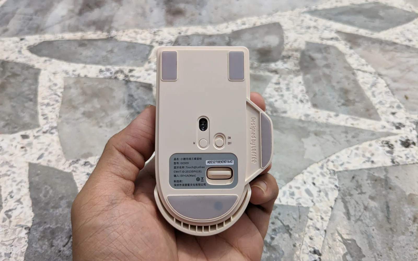Lofree Touch mouse bottom